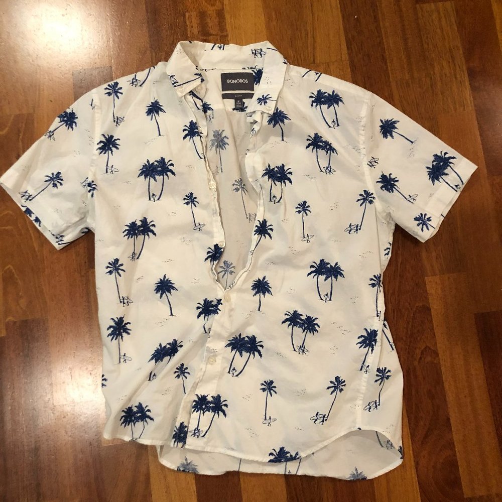 Bonobos Slim Fit Short Sleeve Button Up - Medium Short
